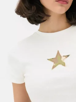 Krótki T-shirt z gwiazdą ze wzorem moro