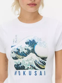 Krótki T-shirt z motywem Wielkiej Fali autorstwa Hokusaia