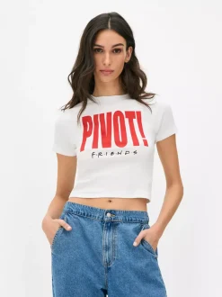 Krótki T-shirt z napisem Pivot z serialu Przyjaciele