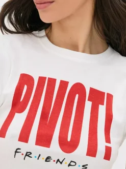 Krótki T-shirt z napisem Pivot z serialu Przyjaciele