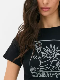 Krótki T-shirt ze Statuą Wolności Keitha Haringa