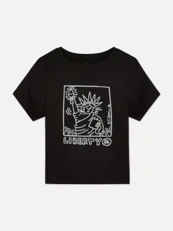 Krótki T-shirt ze Statuą Wolności Keitha Haringa