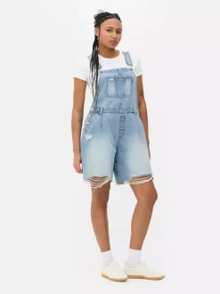 Krótkie ogrodniczki jeansowe