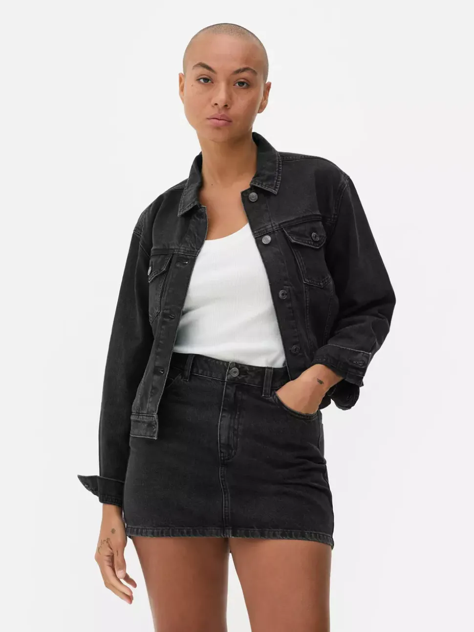 Kurtka jeansowa z efektem znoszenia