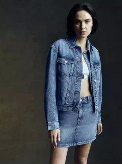 Kurtka jeansowa z efektem znoszenia