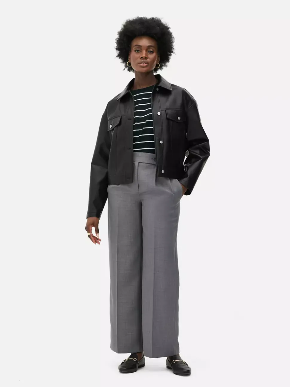 Kurtka typu trucker ze sztucznej skóry