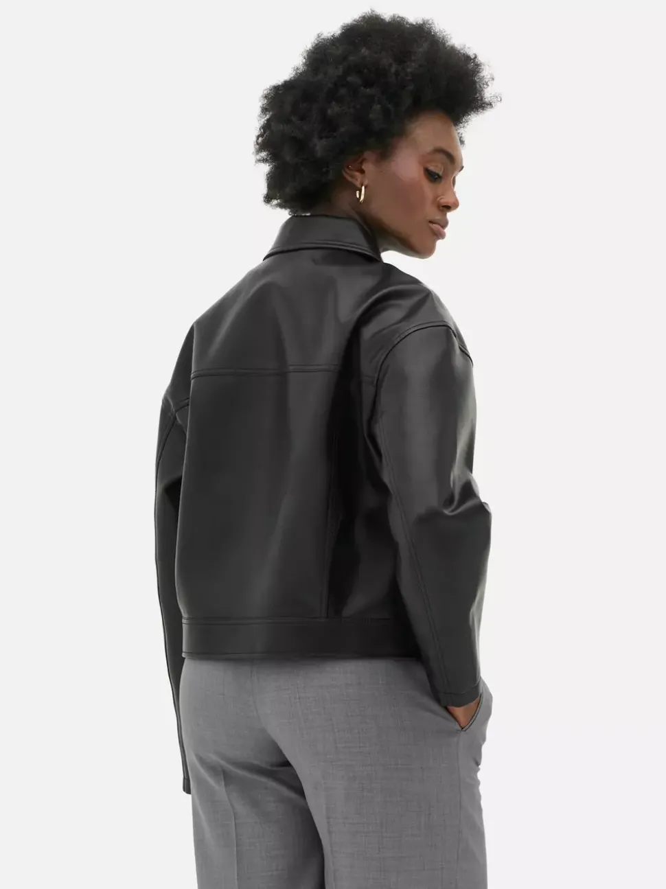 Kurtka typu trucker ze sztucznej skóry