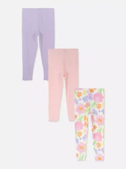 Legginsy z muszelkowym wykończeniem, 3 pary