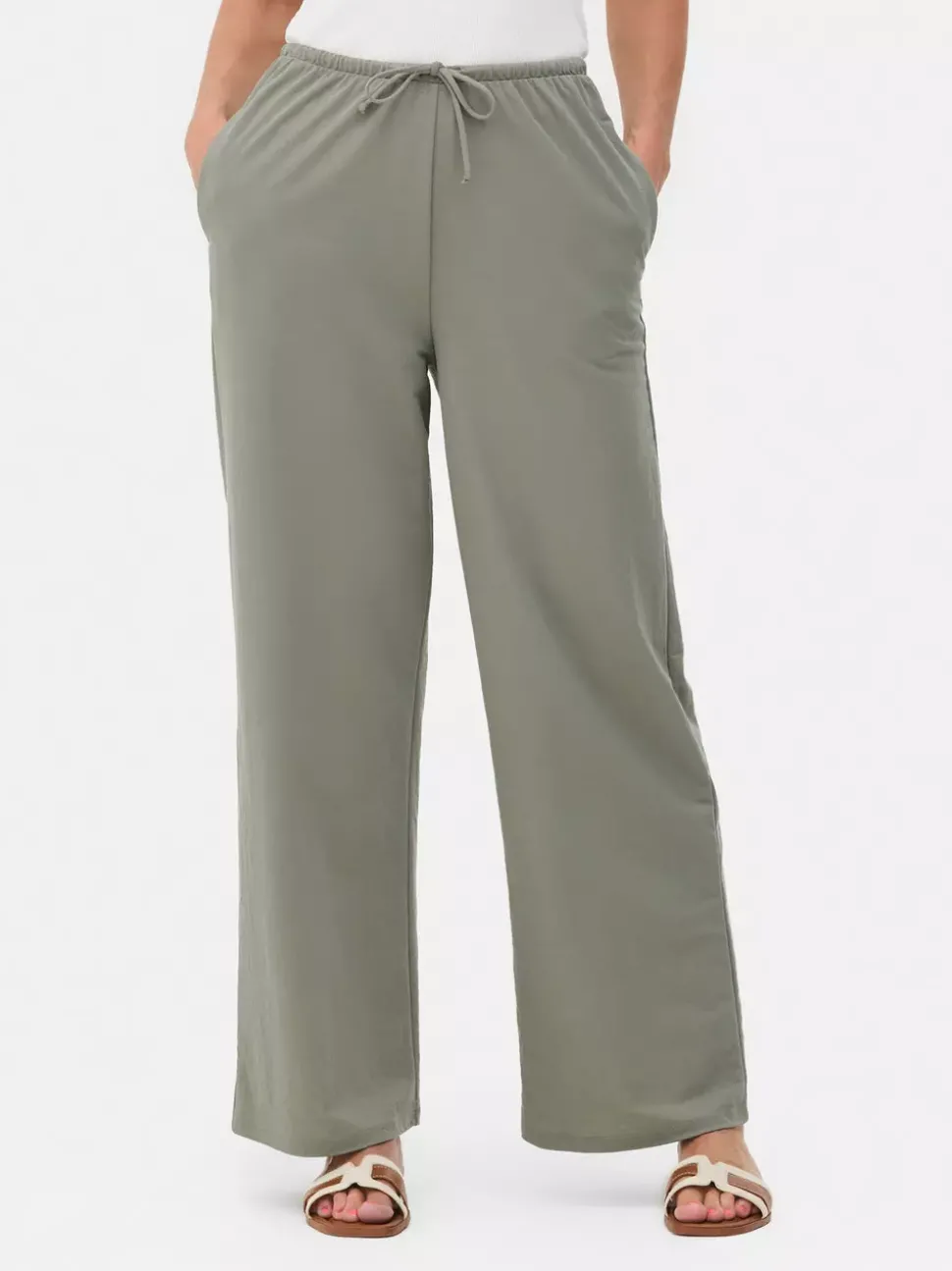 Legginsy z szeroką nogawką i sznurkiem w talii