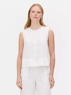 Lniana bluzka bez rękawów The Edit