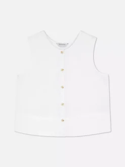 Lniana bluzka bez rękawów The Edit