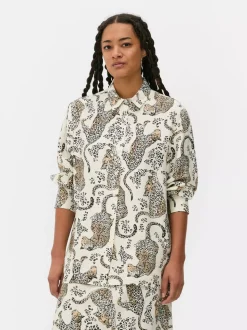 Luźna koszula z nadrukiem