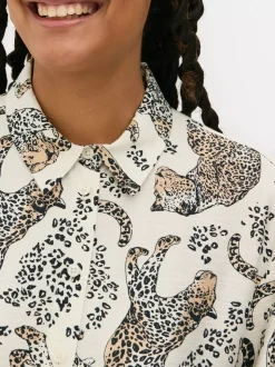 Luźna koszula z nadrukiem