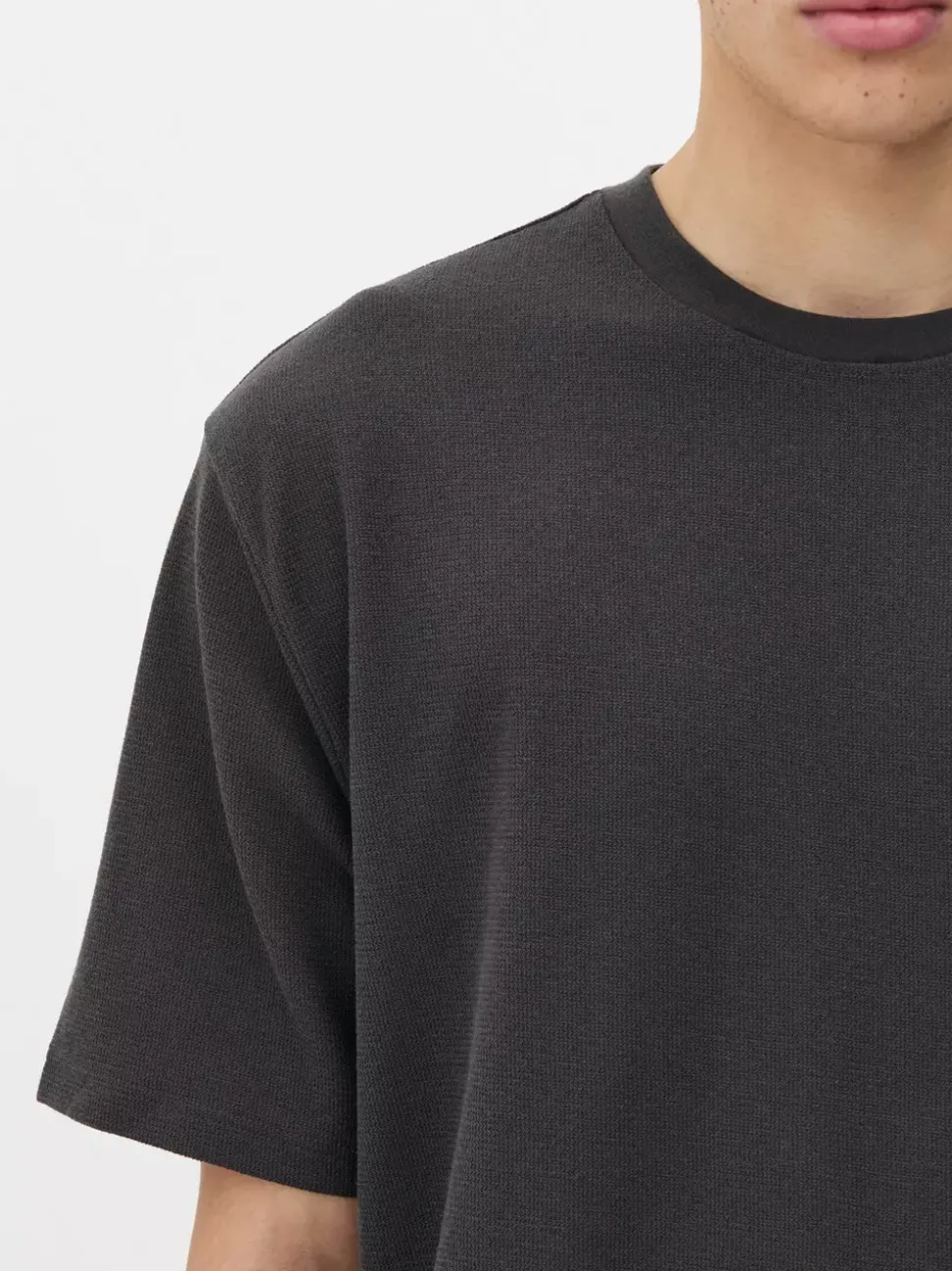 Luźny T-Shirt z teksturowanej dzianiny