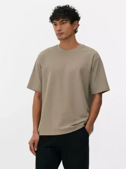 Luźny T-Shirt z teksturowanej dzianiny