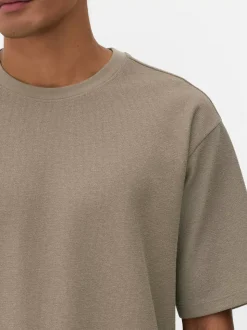 Luźny T-Shirt z teksturowanej dzianiny