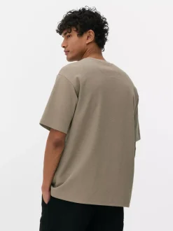 Luźny T-Shirt z teksturowanej dzianiny