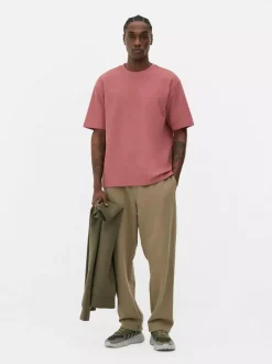 Luźny T-Shirt z teksturowanej dzianiny