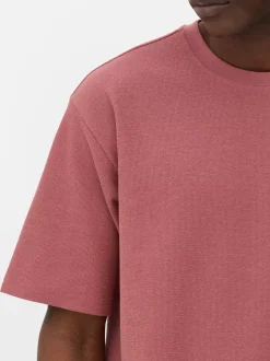 Luźny T-Shirt z teksturowanej dzianiny