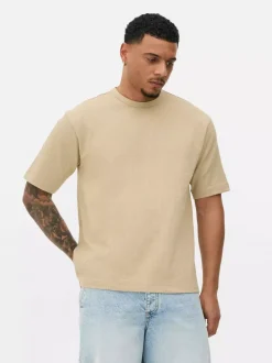 Luźny T-shirt z tkaniny seersucker