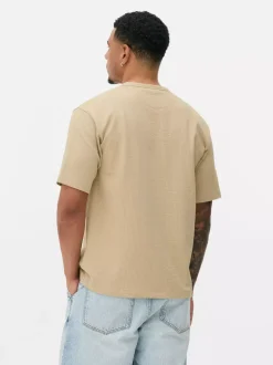 Luźny T-shirt z tkaniny seersucker