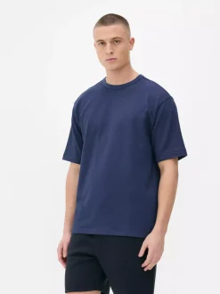 Luźny T-shirt z tkaniny seersucker