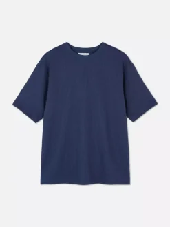 Luźny T-shirt z tkaniny seersucker