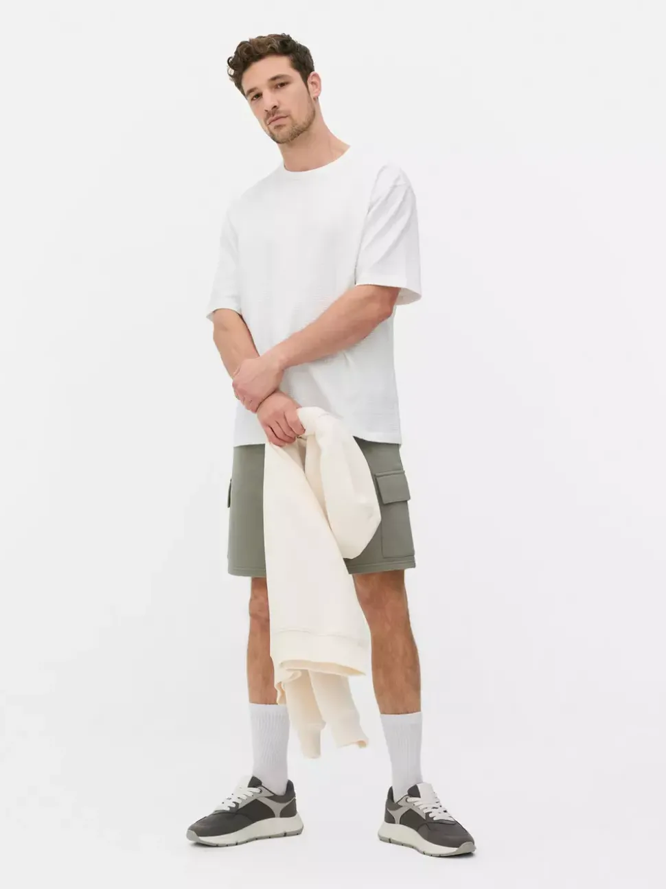 Luźny T-shirt z tkaniny seersucker