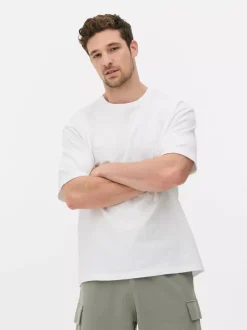 Luźny T-shirt z tkaniny seersucker