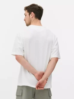 Luźny T-shirt z tkaniny seersucker