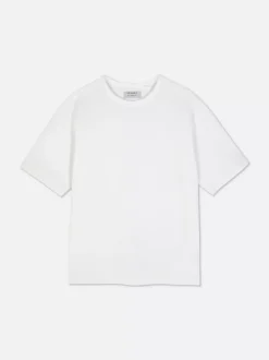 Luźny T-shirt z tkaniny seersucker