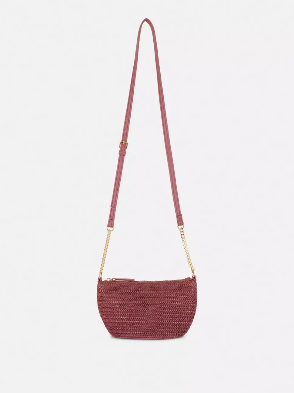 Mała słomiana torebka na ramię z łańcuszkiem