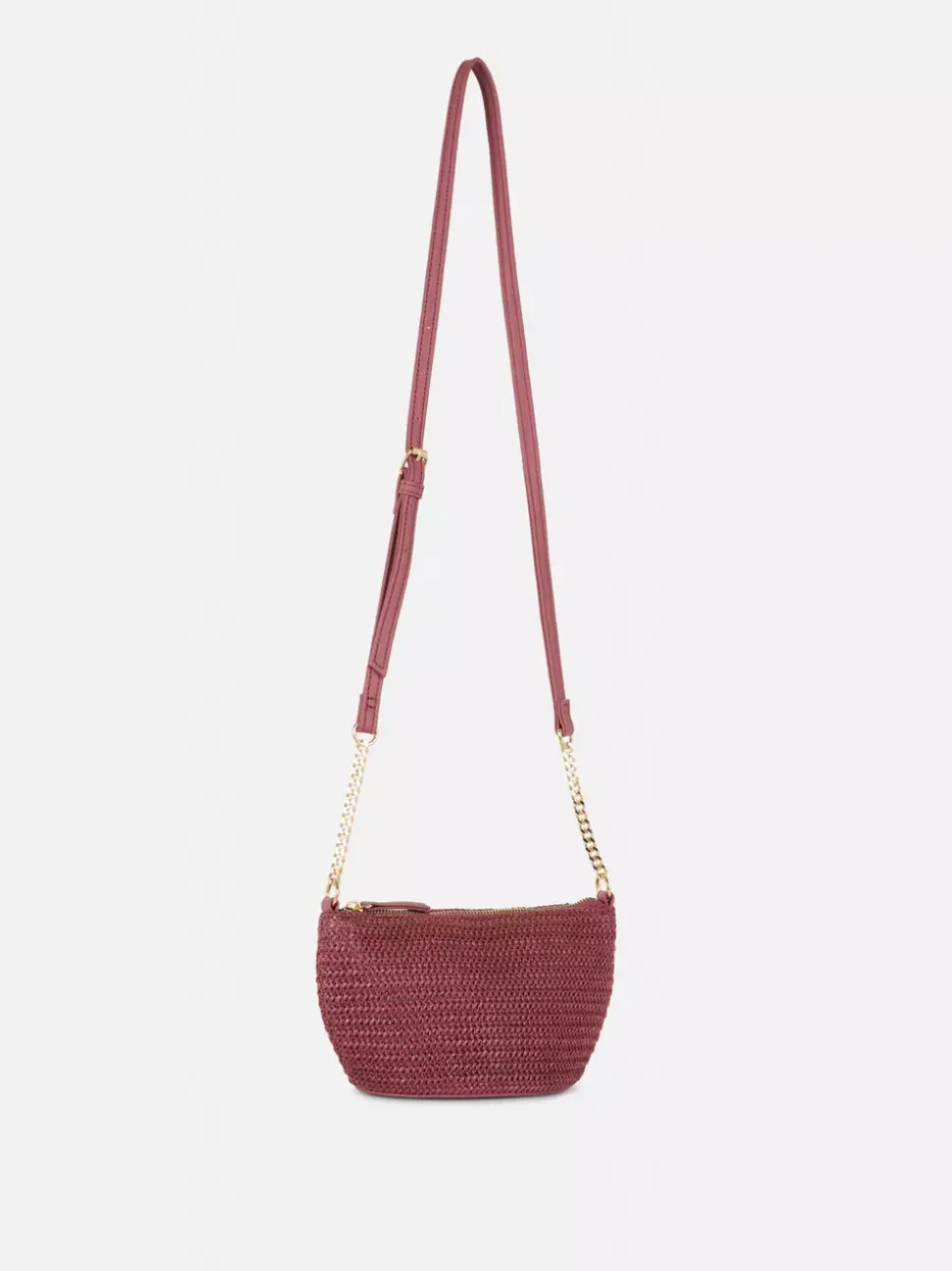 Mała słomiana torebka na ramię z łańcuszkiem