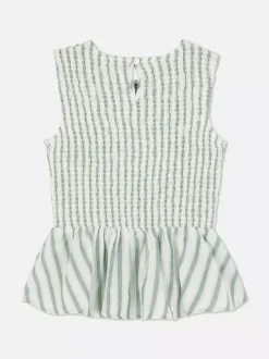 Marszczona bluzka bez rękawów w paski