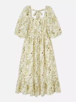 Marszczona sukienka maxi w kwiaty