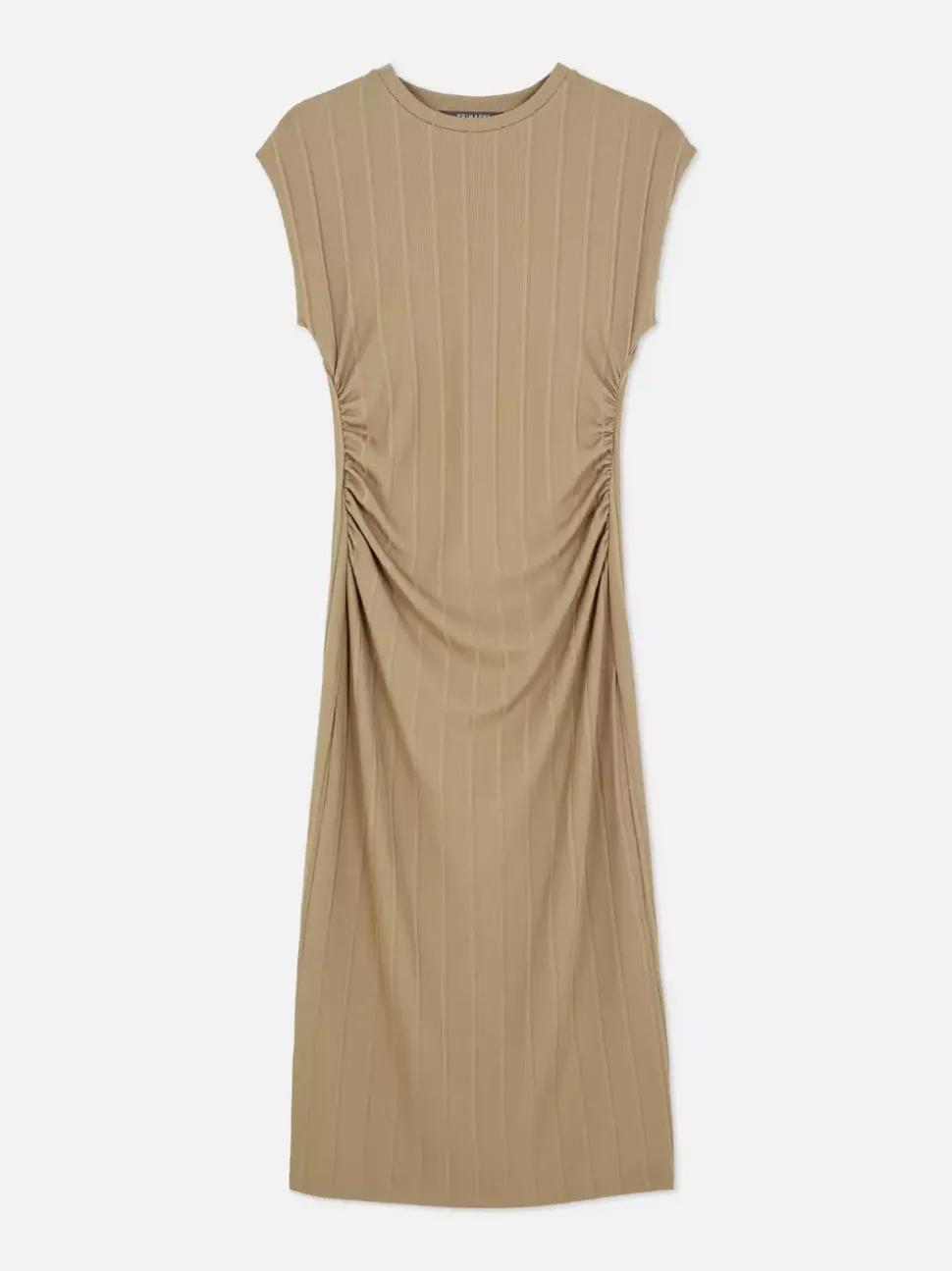 Marszczona sukienka midi z prążkowanej dzianiny