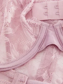 Miękki stanik i stringi z kwiatowym haftem, zestaw