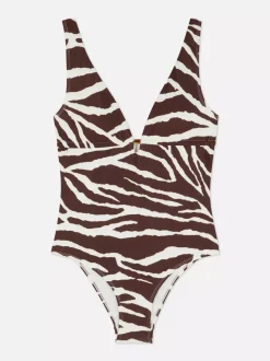 Modelujący strój kąpielowy z dekoltem w serek
