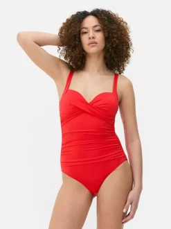 Modelujący strój kąpielowy z marszczonym wzorem