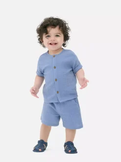 Muślinowy komplet z koszulą i szortami