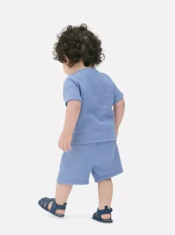 Muślinowy komplet z koszulą i szortami