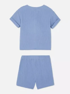 Muślinowy komplet z koszulą i szortami
