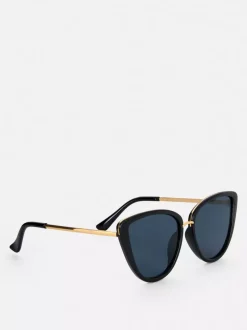 Okulary przeciwsłoneczne w kształcie kociego oka z metalicznym wykończeniem