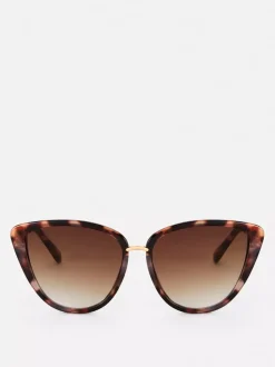 Okulary przeciwsłoneczne w kształcie kociego oka z metalicznym wykończeniem