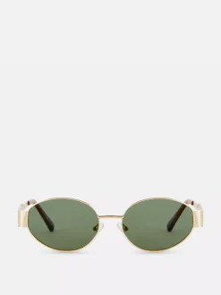 Okulary przeciwsłoneczne z owalną metalową oprawką