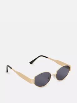 Okulary przeciwsłoneczne z owalną metalową oprawką