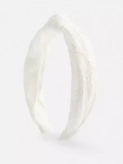 Opaska do włosów z haftem angielskim