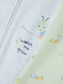 Pajacyki z suwakiem i napisem Watch Me Grow, 2 szt.