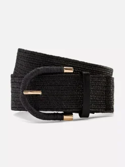 Pasek z rafii z metalicznymi detalami