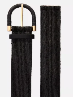 Pasek z rafii z metalicznymi detalami